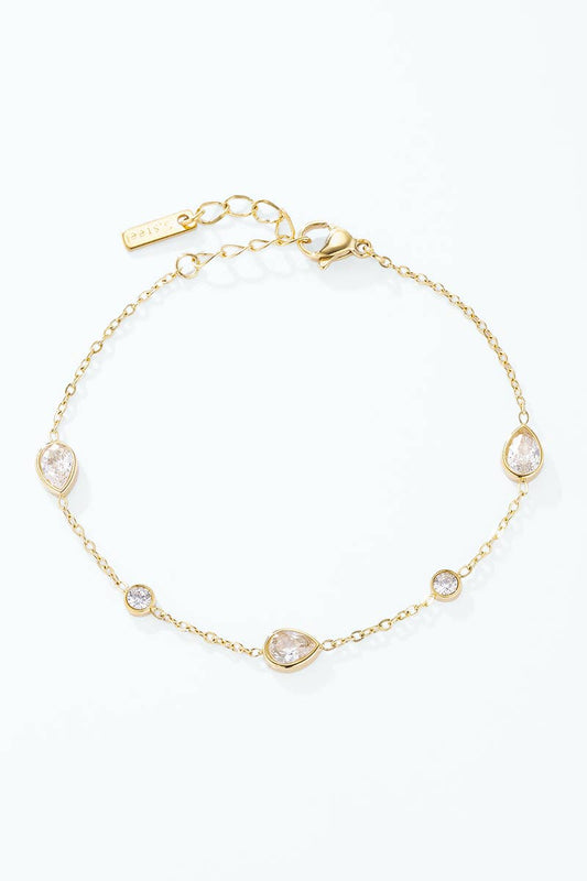 Bracelet zircons poire et ronds en acier inoxydable 324AQ530