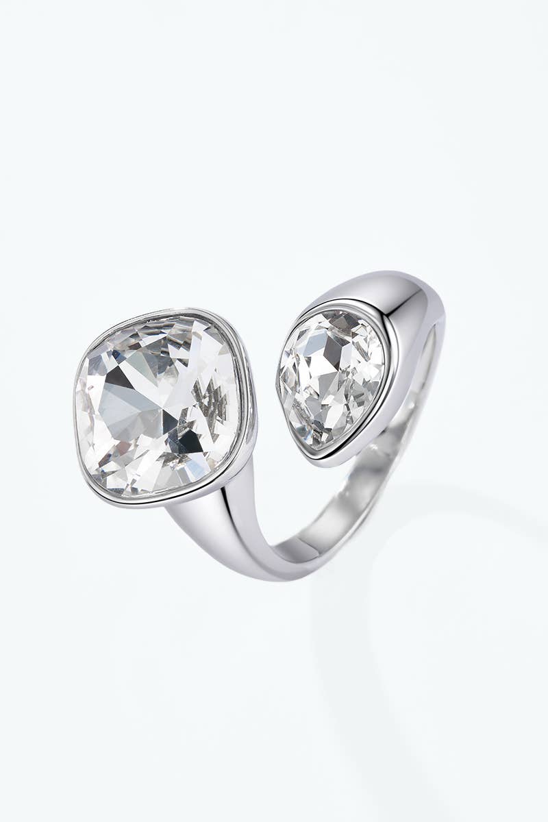 Bague Toi & Moi à zircons en acier inoxydable 424AQ517