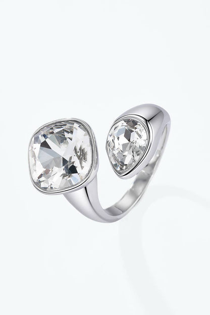 Bague Toi & Moi à zircons en acier inoxydable 424AQ517