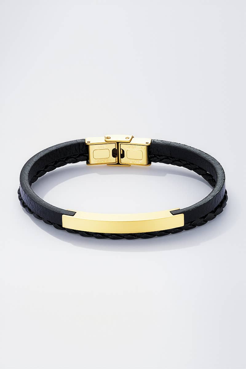 Leather and stainless steel bracelet 324OP72