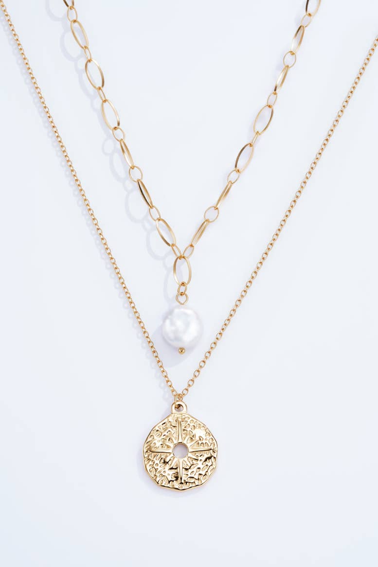 Collier perle naturelle en acier inoxydable 224RX48