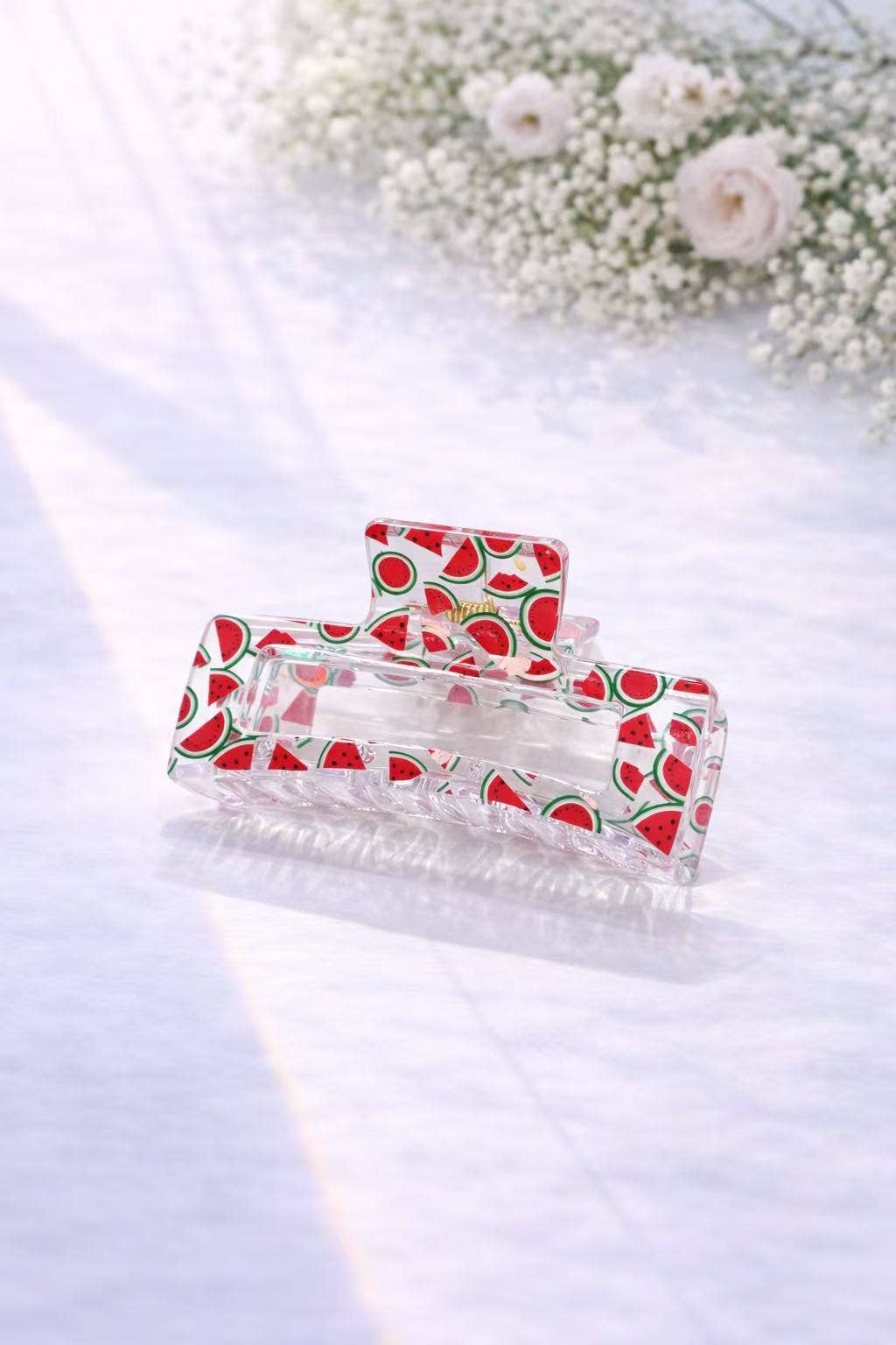 Pinces à cheveux rectangulaires motifs fruits 8,5 cm YH84