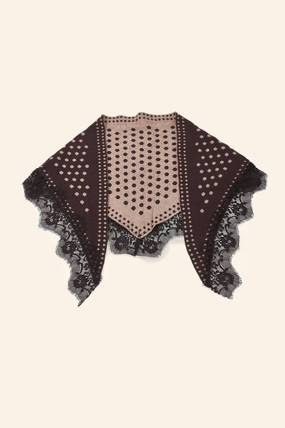 Polka dot and lace triangle scarf FL603DF