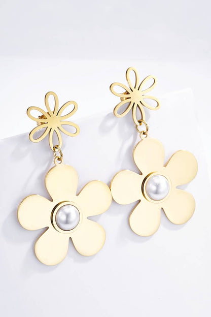 Boucles d'oreilles fleurs en acier inoxydable 124YC34