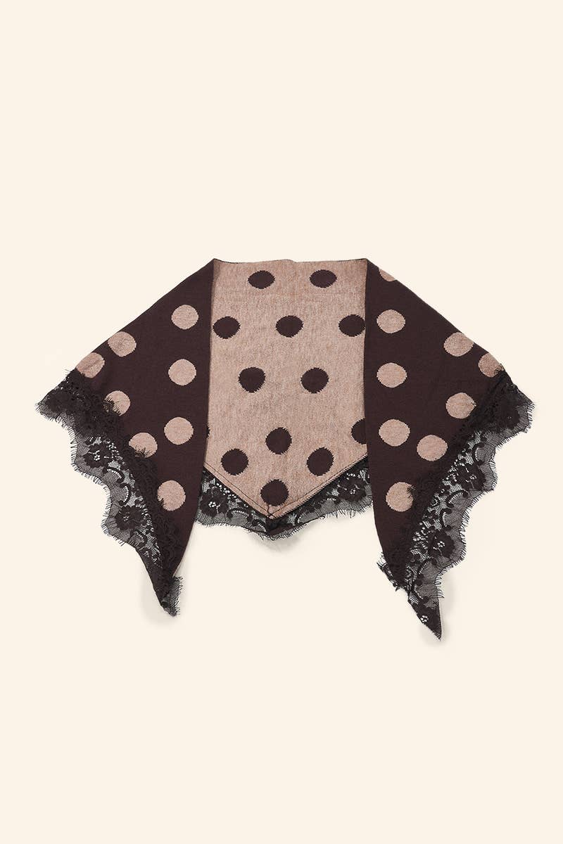 Écharpe triangle à pois et dentelle FL605DF