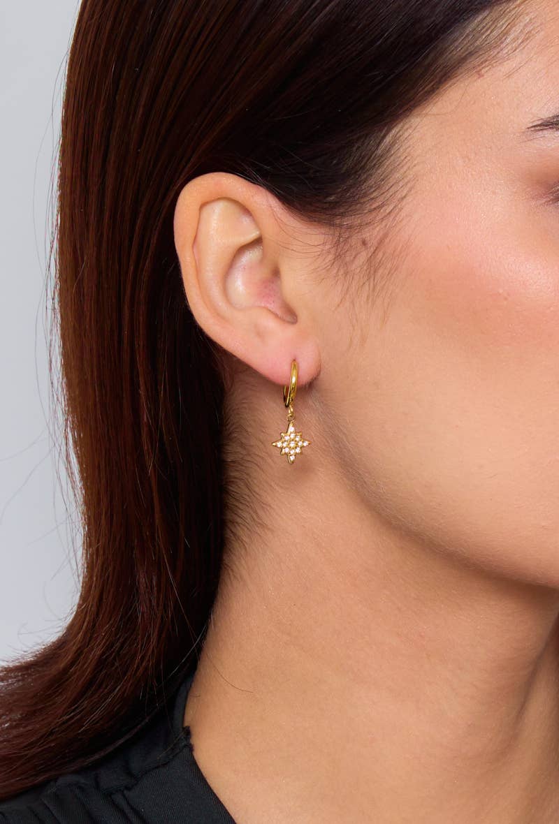 Boucles d'oreilles créoles avec étoile strassées 124AQ78