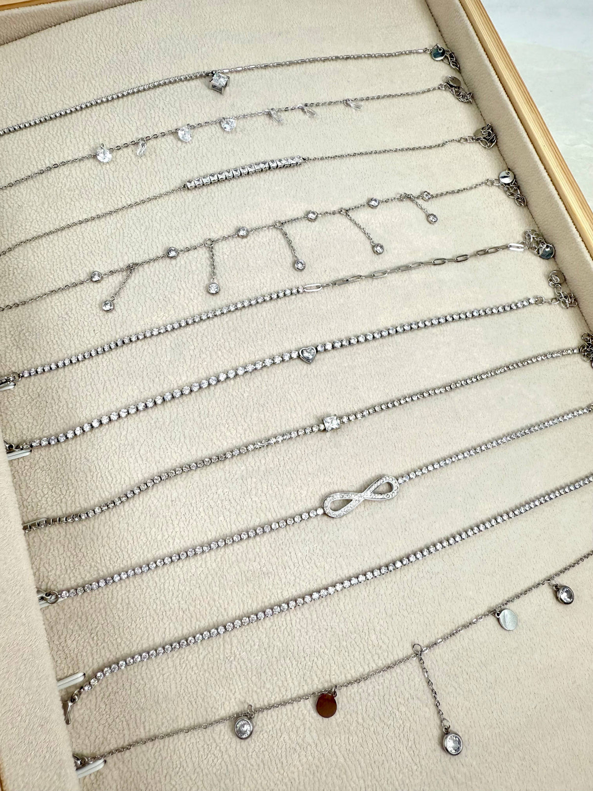 Set of 10 stainless steel anklets SET300
