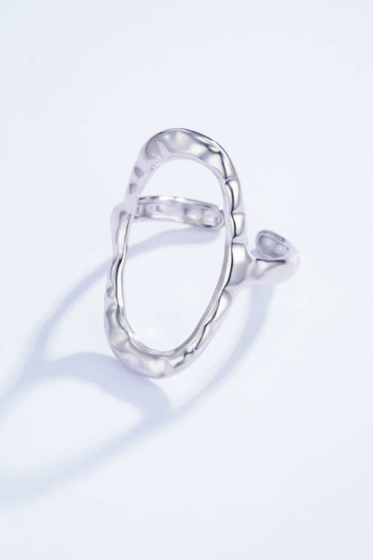 Bague ovale texturée en acier inoxydable 424AQ07