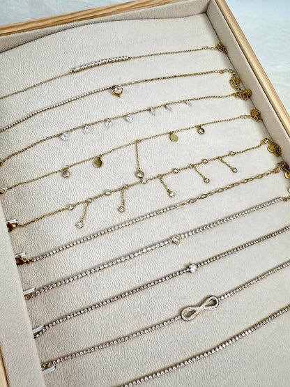Set of 10 stainless steel anklets SET299