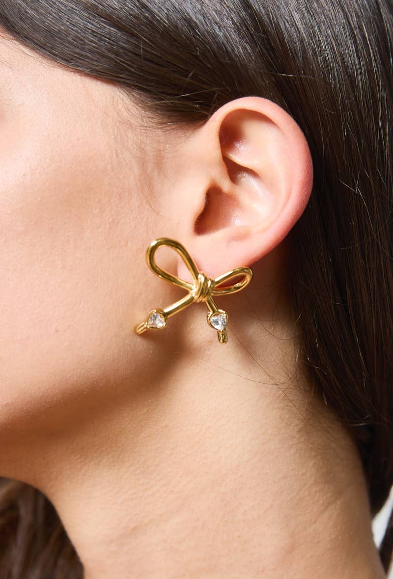 Rhinestone ribbon earrings 124AQ202