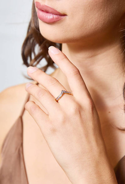 Bague avec strasses violet en acier inoxydable 424AQ36