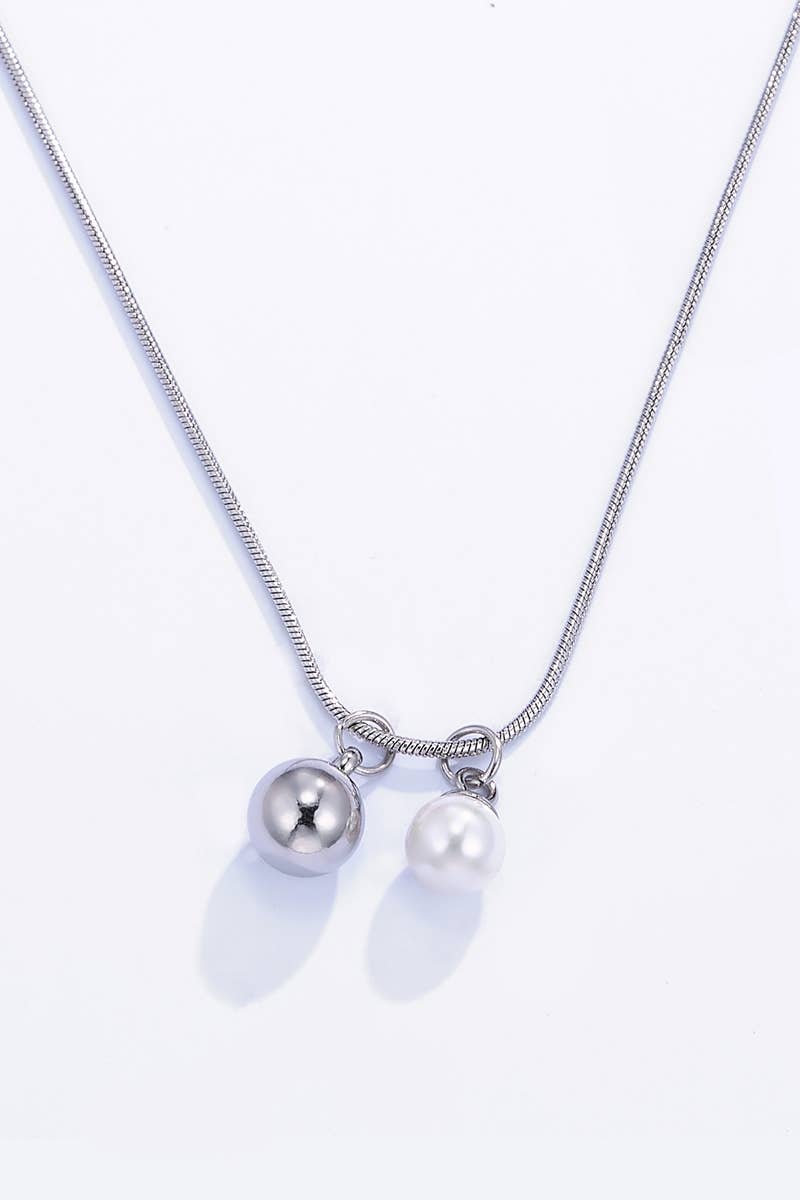 Collier avec perle en acier inoxydable 224DY18