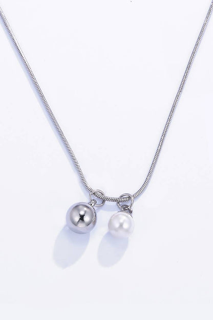 Collier avec perle en acier inoxydable 224DY18