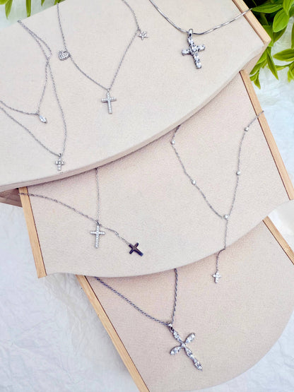 Set of 6 stainless steel necklaces without display stand SET322