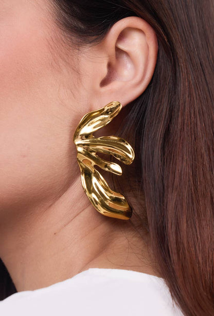 Boucles d'oreilles pétales en acier inoxydable 124CA21