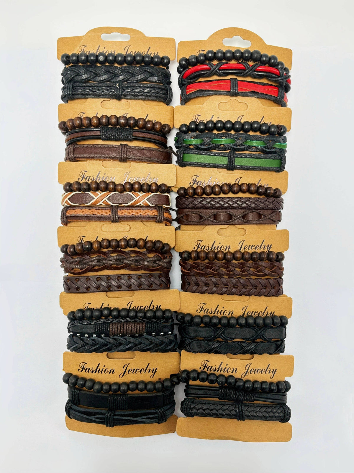 Bracelets en cuir véritable 324QZ03 LOT DE 12