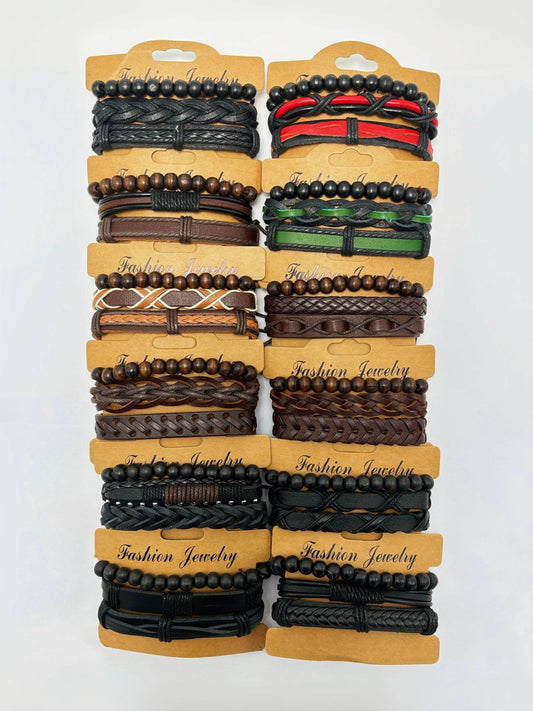 Bracelets en cuir véritable 324QZ03 LOT DE 12