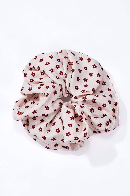Small floral print white scrunchie 12cm FQ210XQ