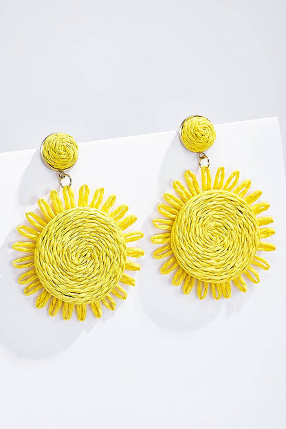 Straw earrings with steel stud 124NN07