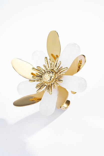 Bague en acier inoxydable fleur 424YC83