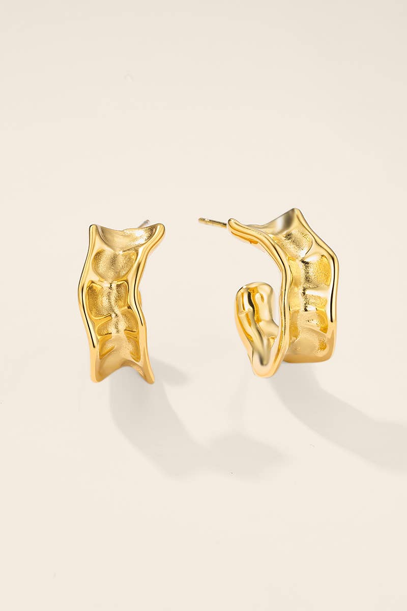 Boucles d’oreilles créoles texturées en acier 124AQ788