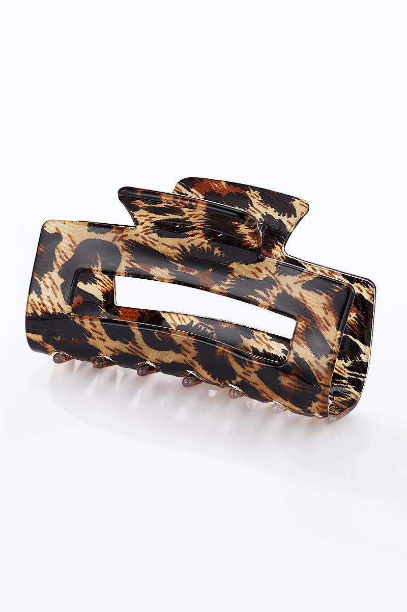 Pince à cheveux rectangulaire léopard 8,5 cm YH100SS