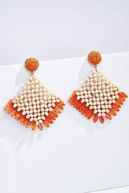 Straw earrings with steel stud 124NN01