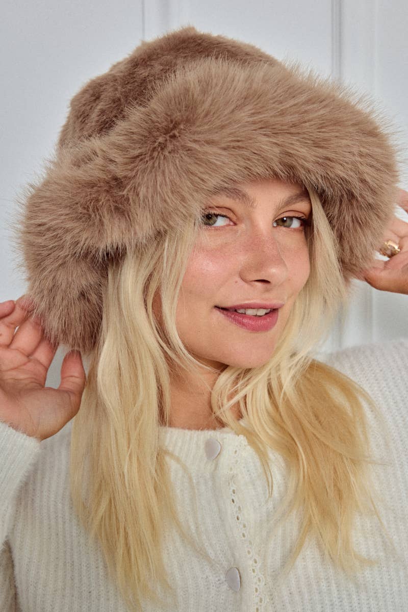 MJ216SD faux fur bucket hat