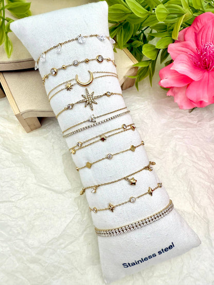 Set of 10 stainless steel bracelets without display stand SET328