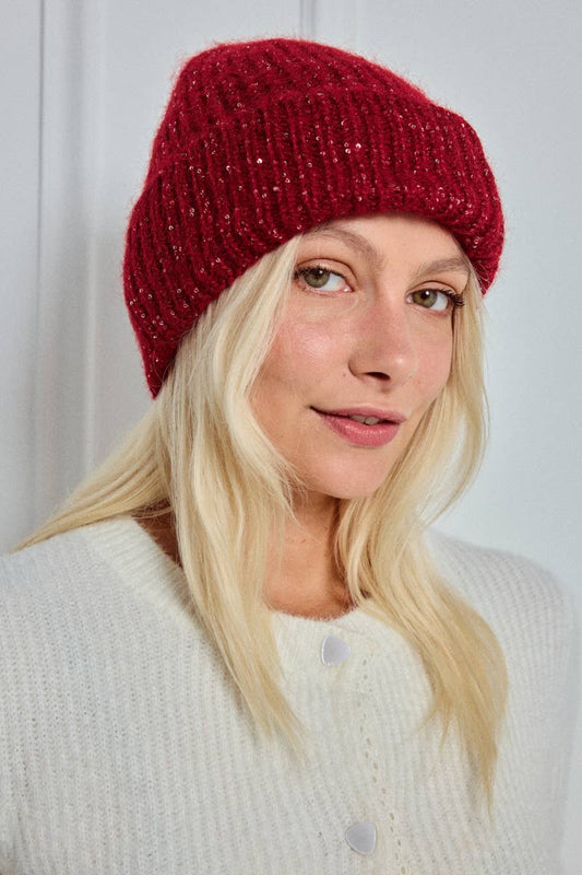 Metallic yarn wool beanie MJ202SD