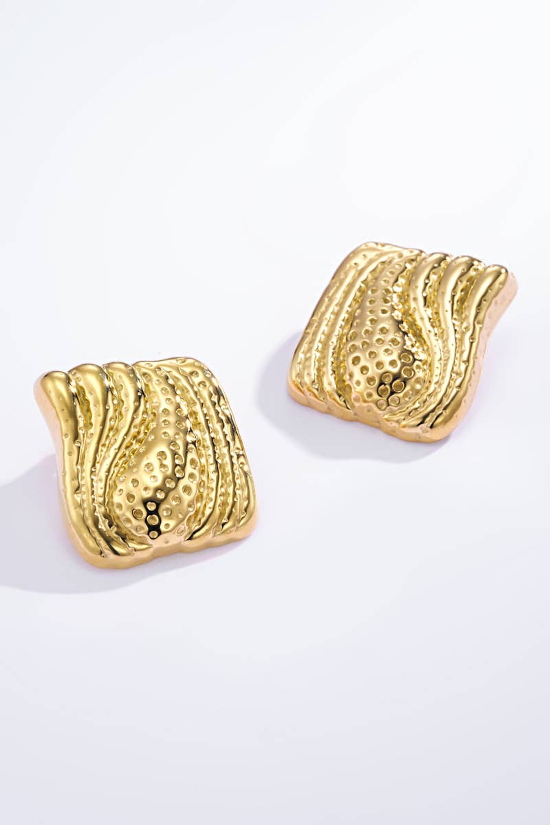 Boucles d'oreilles texturées en acier inoxydable 124RX27