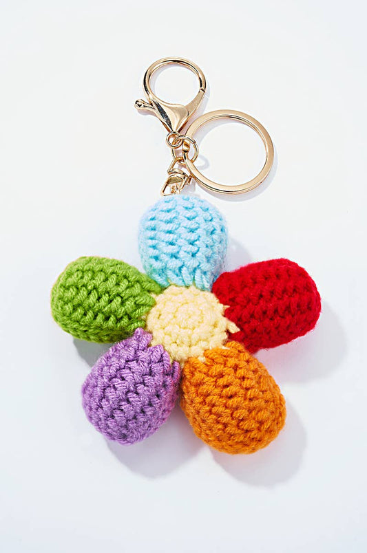 Crochet Flower bag charm and keyring PC009HZ