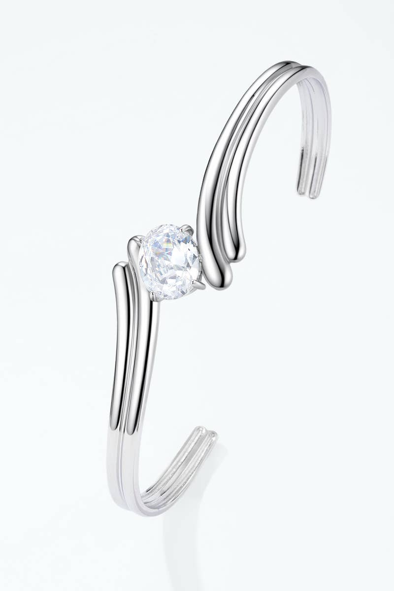 Bracelet jonc fin à zircon en acier inoxydable 324AQ537