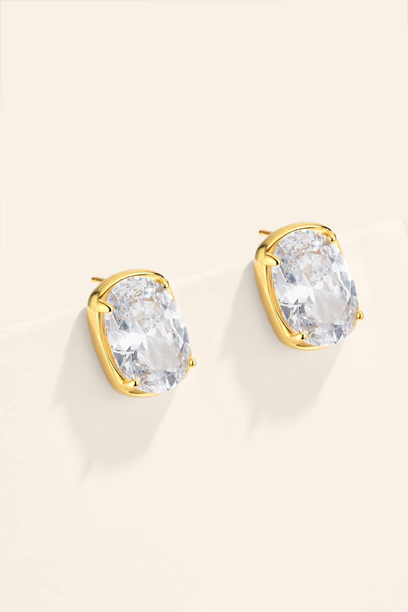 Boucles d’oreilles grand zircon ovale en acier 124AQ850