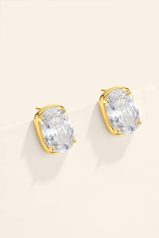 Boucles d’oreilles grand zircon ovale en acier 124AQ850