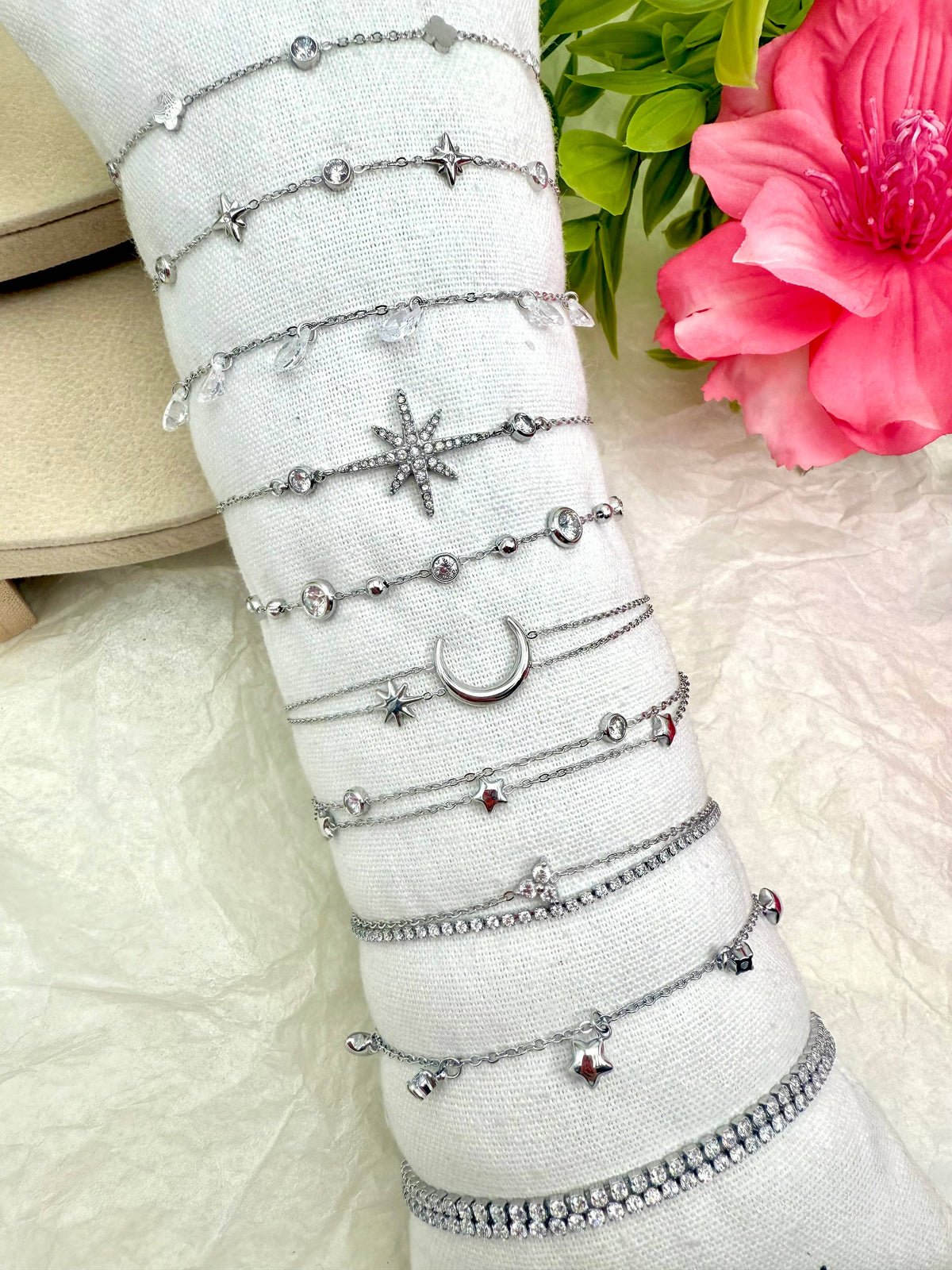 Set 10 bracelets en acier inoxydable sans présentoir SET329