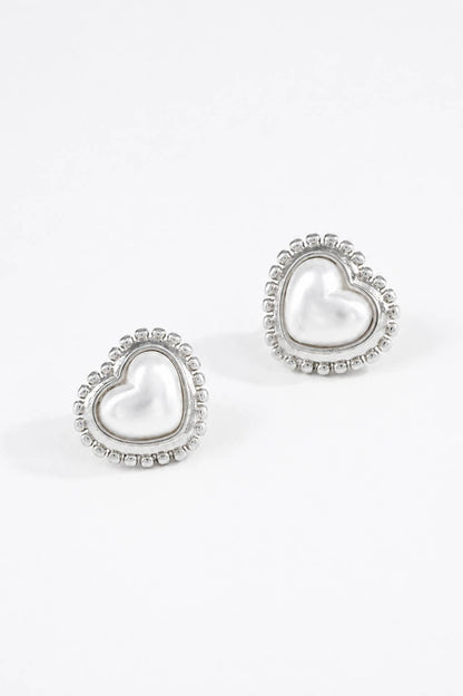 Boucles d’oreilles puces cœur à perles en acier 124AQ315