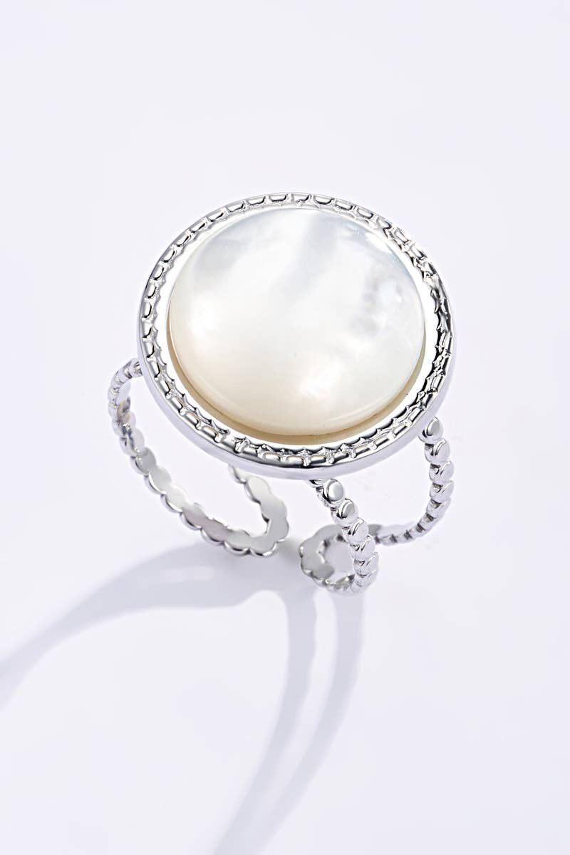 Bague avec nacre en acier inoxydable 424RX59