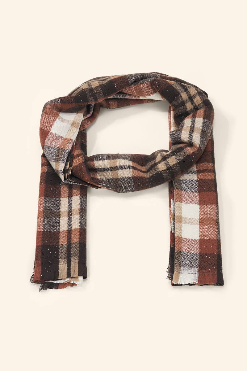 Écharpe à carreaux tartan pailletée FL622DF