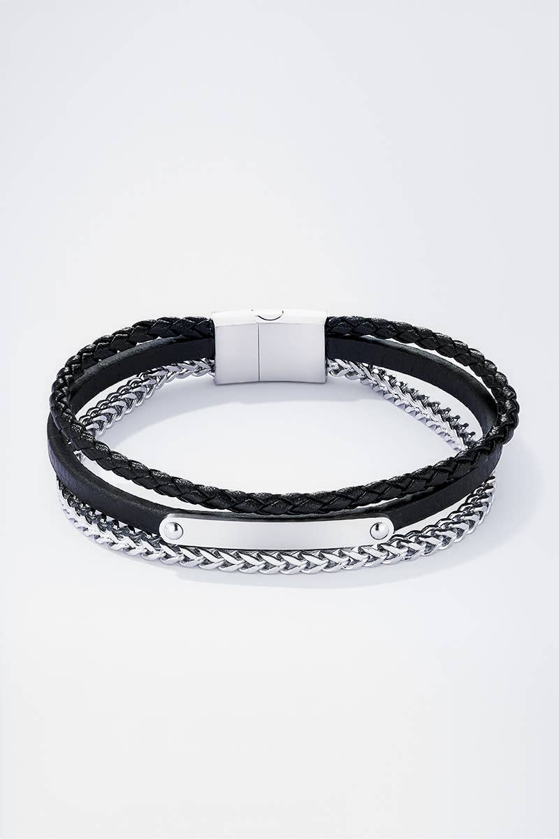 Leather and stainless steel bracelet 324OP91