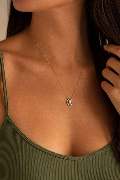 Collier pendentif halo en acier inoxydable 224AQ367