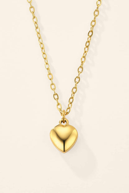Collier pendentif cœur bombé en acier inoxydable 224AQ390