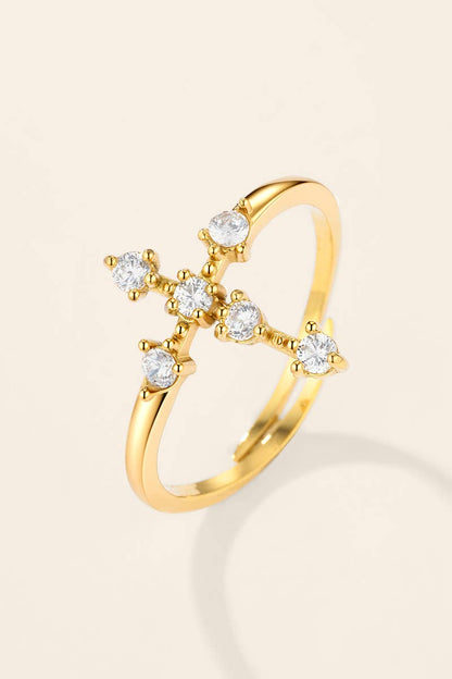 Stainless steel zircon cross ring 424AQ309