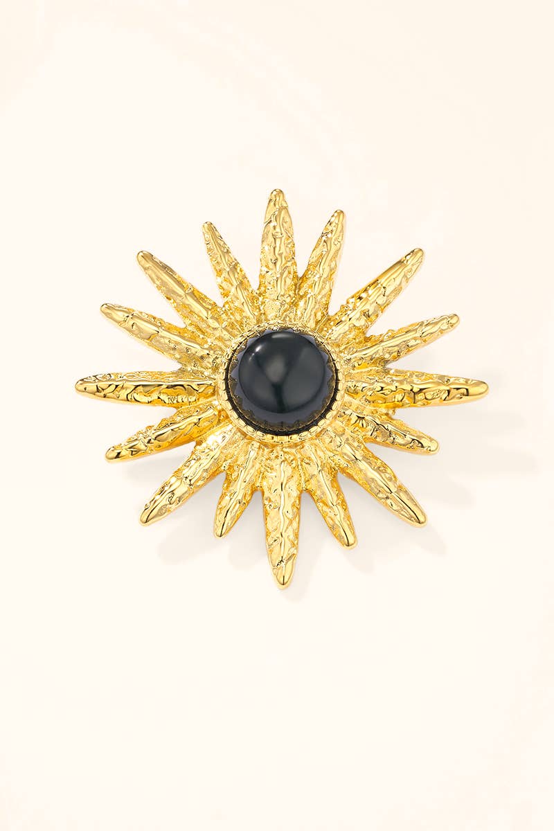 Broche soleil texturé en acier inoxydable BHYAQ127