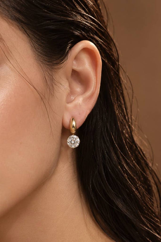 Boucles d'oreilles goutte et zircon en acier 124AQ865