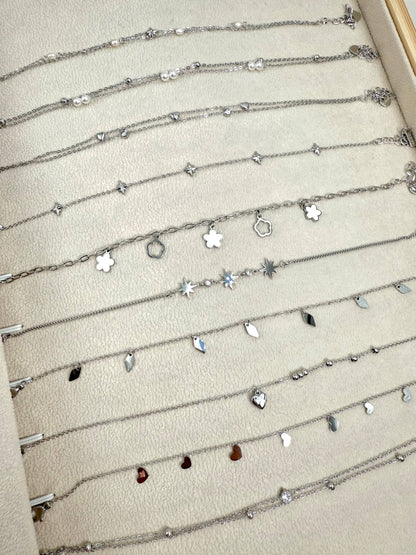 Set of 10 stainless steel anklets SET304