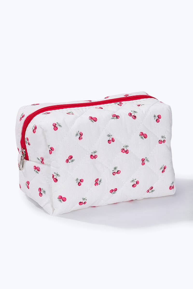 Trousse de toilette matelassée motif cerises CY309JH