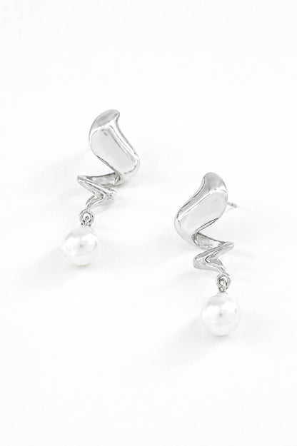 Boucles d’oreilles ondulées perles en acier 124AQ314