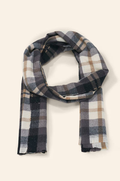 Écharpe à carreaux tartan pailletée FL622DF