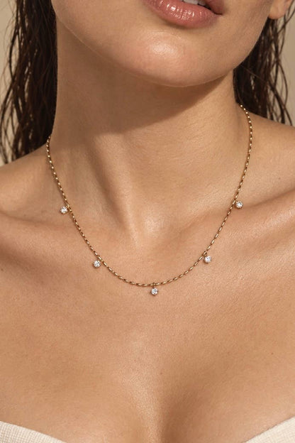 Stainless steel necklace with hanging cubic zirconia 224AQ385
